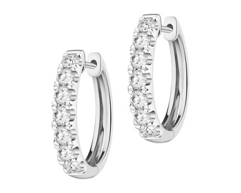 14 K Rhodium-Plated White Gold Hoop Earring with Laboratory Diamonds - 1,00 ct - fineness 14 K