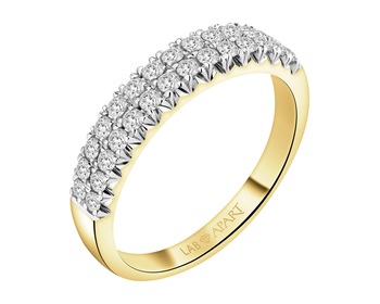 14 K Rhodium-Plated Yellow Gold Band Ring with Laboratory Diamonds - 0,50 ct - fineness 14 K
