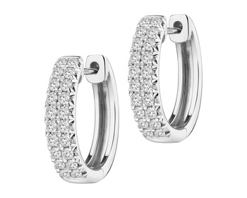 14 K Rhodium-Plated White Gold Hoop Earring with Laboratory Diamonds - 0,50 ct - fineness 14 K