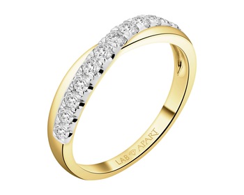 14 K Rhodium-Plated Yellow Gold Ring with Laboratory Diamonds - 0,40 ct - fineness 14 K