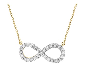 14 K Rhodium-Plated Yellow Gold Necklace with Laboratory Diamonds - 0,25 ct - fineness 14 K