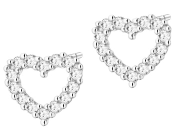 14 K Rhodium-Plated White Gold Earrings with Laboratory Diamonds - 0,20 ct - fineness 14 K