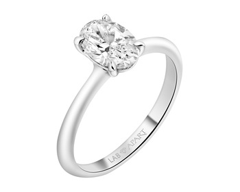 18 K Rhodium-Plated White Gold Ring with Laboratory Diamond - 1,00 ct - fineness 18 K