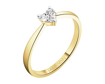 14 K Rhodium-Plated Yellow Gold Ring with Laboratory Diamond - 0,25 ct - fineness 14 K