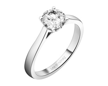 18 K Rhodium-Plated White Gold Ring with Laboratory Diamond - 1,03 ct - fineness 18 K