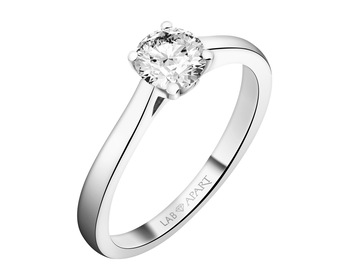 14 K Rhodium-Plated White Gold Ring with Laboratory Diamond - 0,74 ct - fineness 14 K