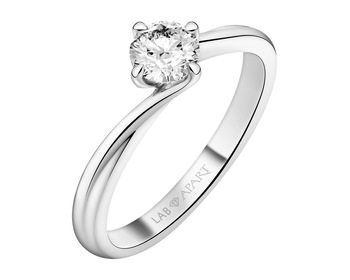 14 K Rhodium-Plated White Gold Ring with Laboratory Diamond - 0,51 ct - fineness 14 K