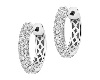 14 K Rhodium-Plated White Gold Hoop Earring with Laboratory Diamonds - 0,65 ct - fineness 14 K