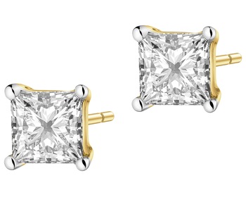 14 K Rhodium-Plated Yellow Gold Earrings with Laboratory Diamonds - 0,62 ct - fineness 14 K