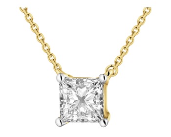 14 K Rhodium-Plated Yellow Gold Necklace with Laboratory Diamond - 0,51 ct - fineness 14 K