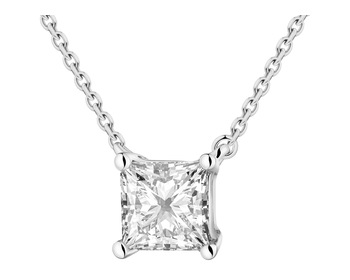 14 K Rhodium-Plated White Gold Necklace with Laboratory Diamond - 0,52 ct - fineness 14 K