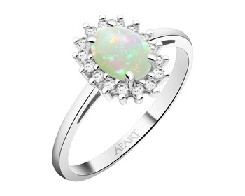 14 K Rhodium-Plated White Gold Ring - fineness 14 K