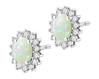 14 K Rhodium-Plated White Gold Earrings - fineness 14 K