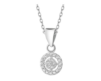 Rhodium Plated Silver Pendant with Cubic Zirconia