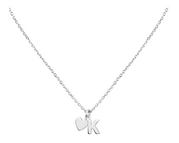 Silver necklace - letter K, heart