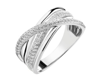 Rhodium Plated Silver Ring with Cubic Zirconia