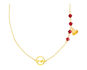 8 K Yellow Gold Necklace with Cubic Zirconia
