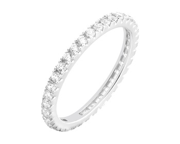 Rhodium Plated Silver Ring with Cubic Zirconia