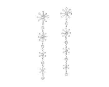 Rhodium Plated Silver Dangling Earring with Cubic Zirconia
