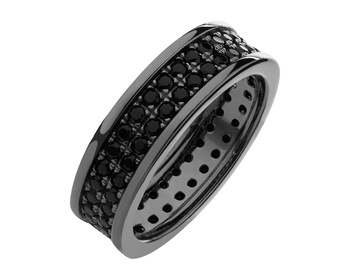 Rhodium Plated Silver Band Ring with Spinel