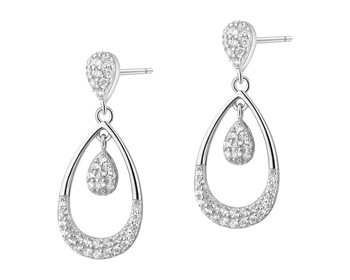 Rhodium Plated Silver Dangling Earring with Cubic Zirconia
