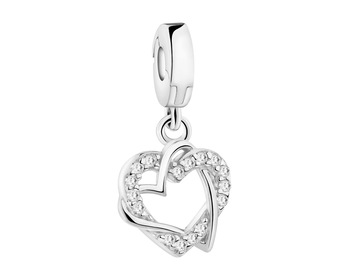 Rhodium Plated Silver Pendant with Cubic Zirconia