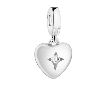 Rhodium Plated Silver Pendant with Cubic Zirconia
