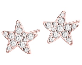 Gold Plated Siilver/Rose-Coloured Earrings with Cubic Zirconia