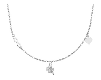 Rhodium Plated Silver Necklace with Cubic Zirconia