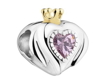 Rhodium-Plated Silver, Gold-Plated Silver Pendant with Cubic Zirconia