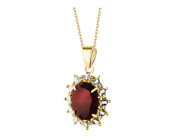 9 K Rhodium-Plated Yellow Gold Pendant with Synthetic Corundum