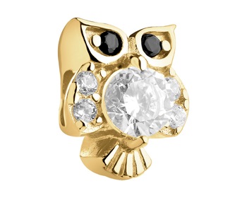 Gold-Plated Silver Beads For Kids Pendant with Cubic Zirconia