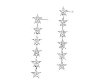 Rhodium Plated Silver Dangling Earring with Cubic Zirconia