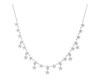 Rhodium Plated Silver Necklace with Cubic Zirconia