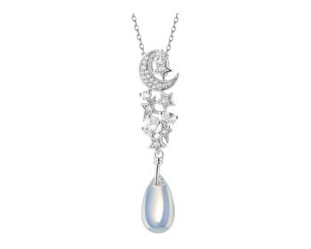 Rhodium Plated Silver Pendant with Cubic Zirconia