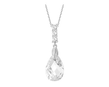 Rhodium Plated Silver Pendant with Cubic Zirconia