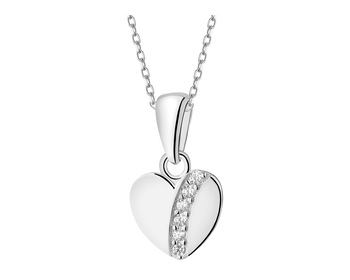 Rhodium Plated Silver Pendant with Cubic Zirconia
