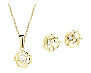 14 K Yellow Gold Set with Cubic Zirconia