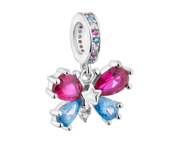 Rhodium Plated Silver Pendant with Cubic Zirconia