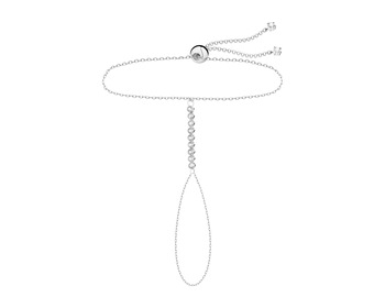 9 K Rhodium-Plated White Gold Ring Bracelet Combo with Cubic Zirconia