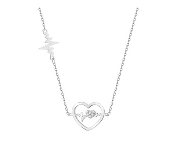Rhodium Plated Silver Necklace with Cubic Zirconia