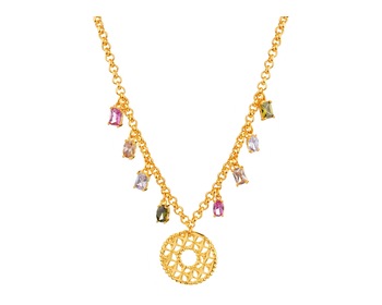 Gold-Plated Bronze Necklace with Cubic Zirconia