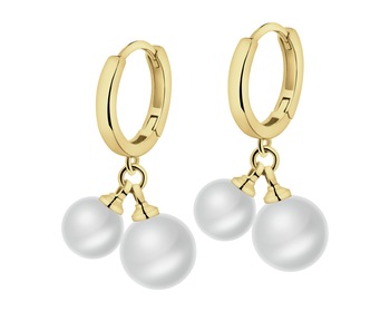 Gold-Plated Brass, Gold-Plated Silver Dangling Earring with Shell