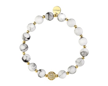 Gold-Plated Brass Bracelet with Howlite