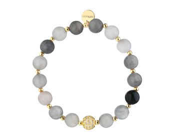 Gold-Plated Brass Bracelet with Crystal