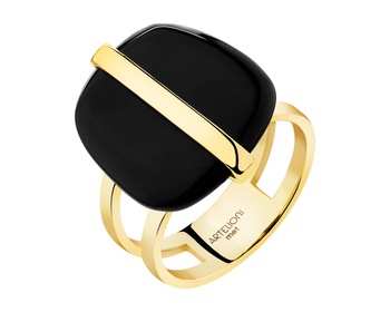 Gold-Plated Brass Ring with Agate