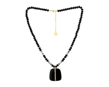 Gold-Plated Brass Necklace with Agate
