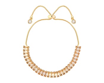 Gold-Plated Brass Bracelet with Cubic Zirconia