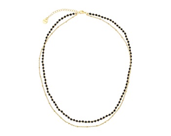 Gold-Plated Brass Necklace with Agate