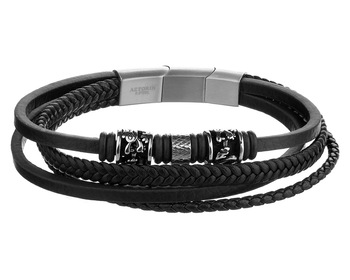 Stainless Steel Bracelet with Leather